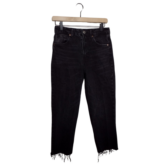 Zara Black Skinny High Rise Raw Hem Jeans Size 4 - Picture 1 of 5